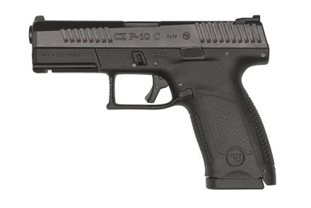 New CZ P-10 C striker fired pistol Left side view of the the 9mm CZ P-10 C striker-fired semiautomatic pistol