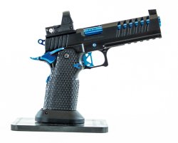 From MPA, the new 9mm competition-ready DS9 Hybrid Pistol DS9 Hybrid Pistol Black & Blue, Optics Ready