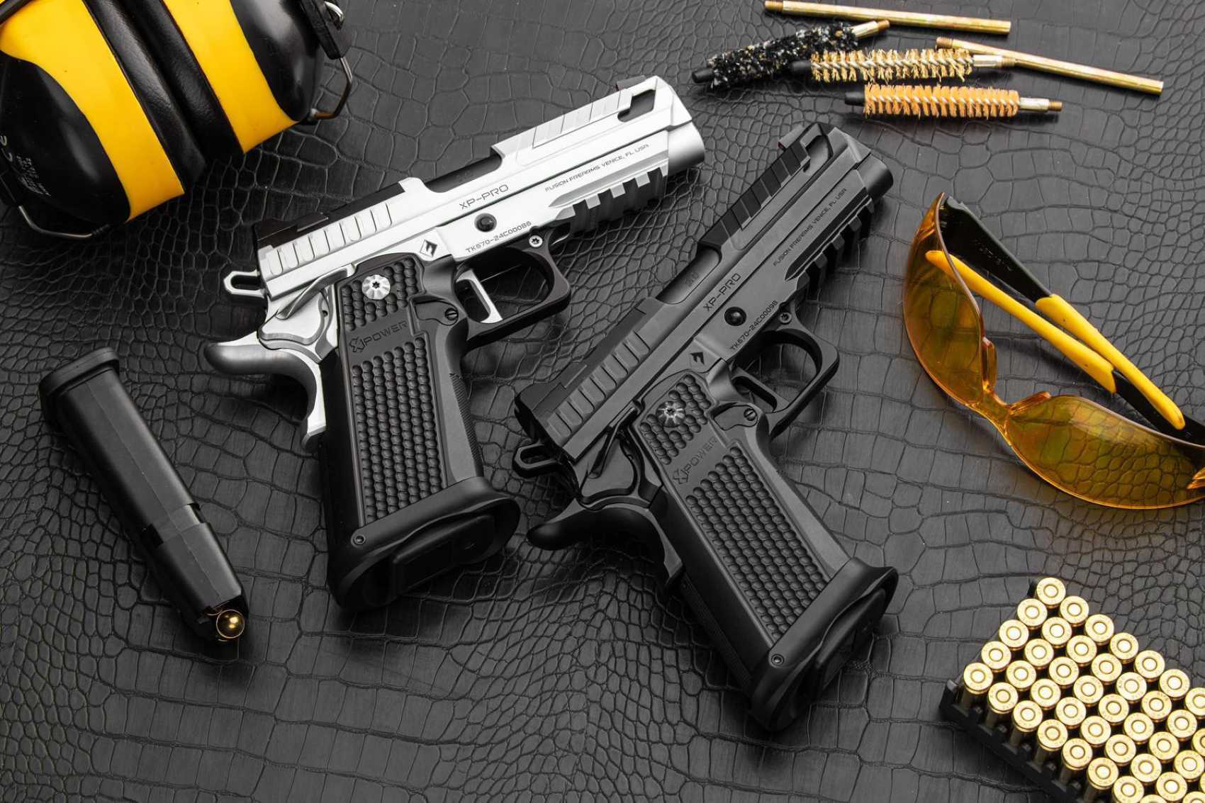 pistols: 9mm Fusion Firearms XP PRO, an inexpensive but full-feature, all-steel double-stack pistol