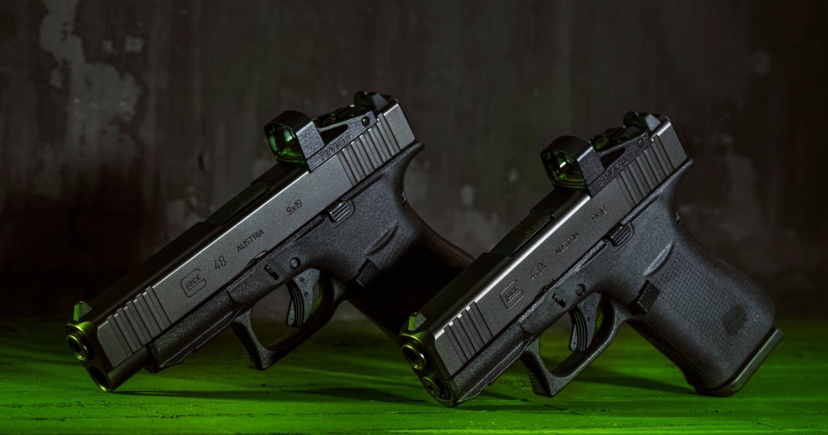 Brand new GLOCK 43X MOS and GLOCK 48 MOS Factory available with Shield Sights RMSc red dot