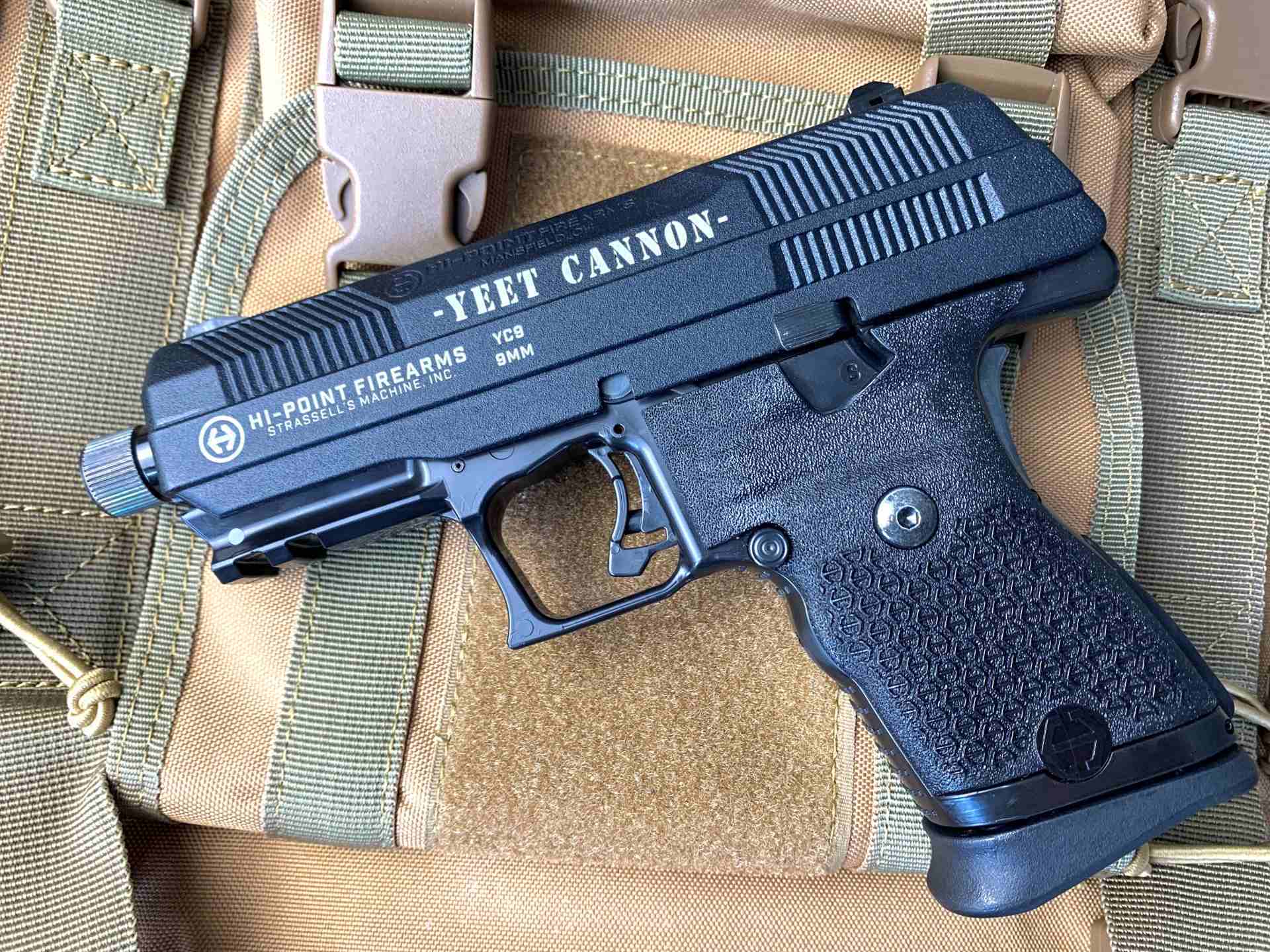 hi-point-firearms: New Hi Point YC9 pistol, the inexpensive "Yeet Cannon"