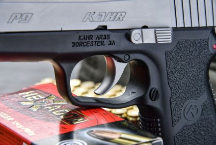Kahr Arms P9 Duotone, a 9mm for concealed carry The trigger of the Kahr Arms P9 Duotone semi-automatic pistol.
