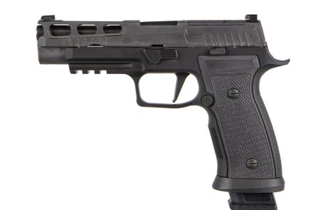 A full-size, full-metal P320: the new SIG Sauer P320 AXG Pro pistol SIG Sauer P320 AXG Pro pistol, left side