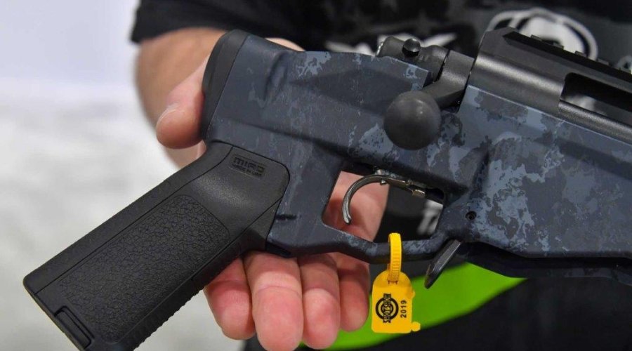 Instead of a full-blown stock, only a Magpul MIAD pistol grip is provided.
