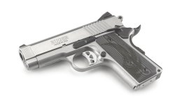 From Ruger, a SR1911 Officer-Style with stainless steel frame Full view of the Ruger SR1911 Officer-Style with stainless steel frame in .45 ACP.