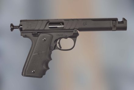 Volquartsen Black Mamba 22 LR Target Pistol View of the left side of the Volquartsen Black Mamba 22 LR Target Pistol