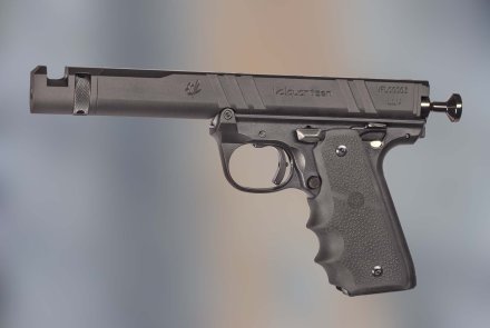 Volquartsen Black Mamba 22 LR Target Pistol View of the right side of the Volquartsen Black Mamba 22 LR Target Pistol