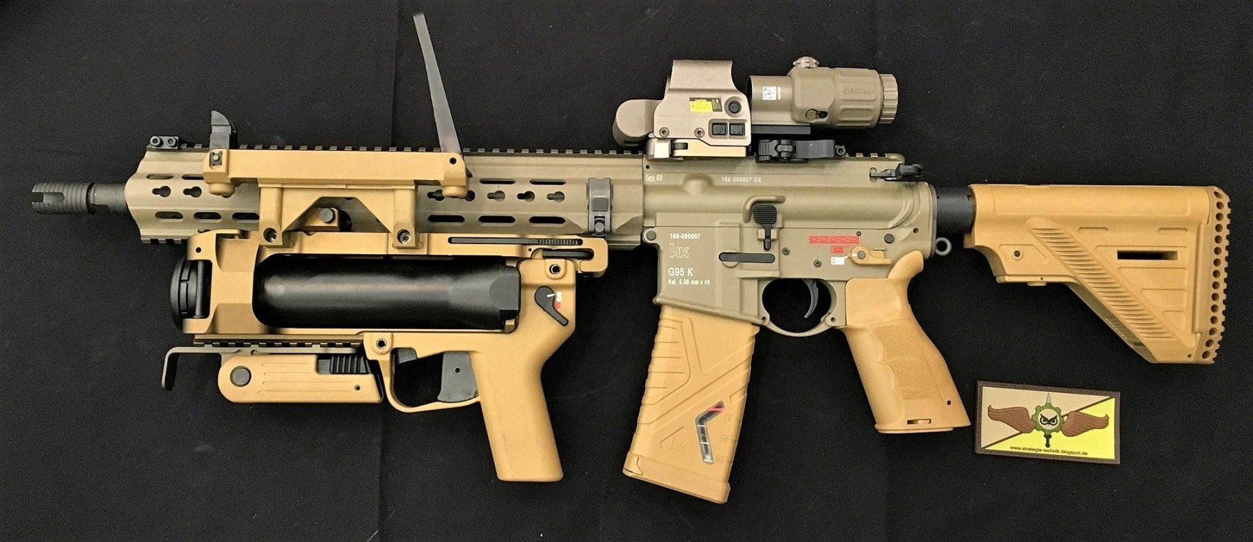 G95k with 40mm grenade launcher module and EoTech sights supplied by I-E-A-Mil Optics