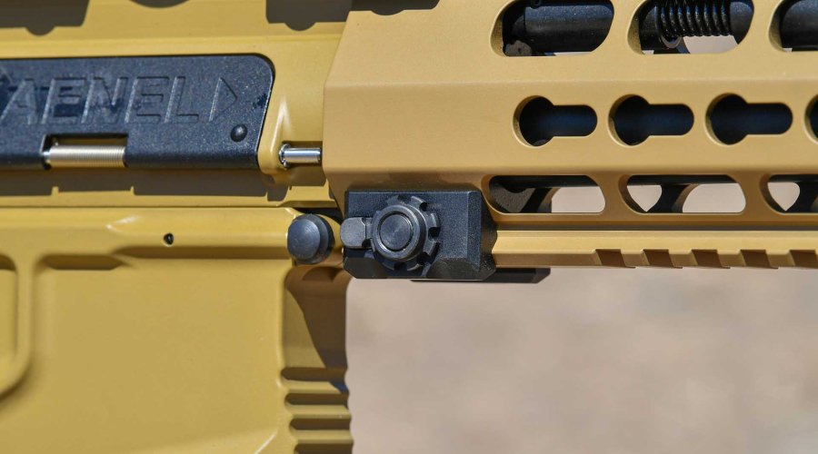 Detail of the self-centering forend locking system of the Haenel CR-223 semiauto carbine