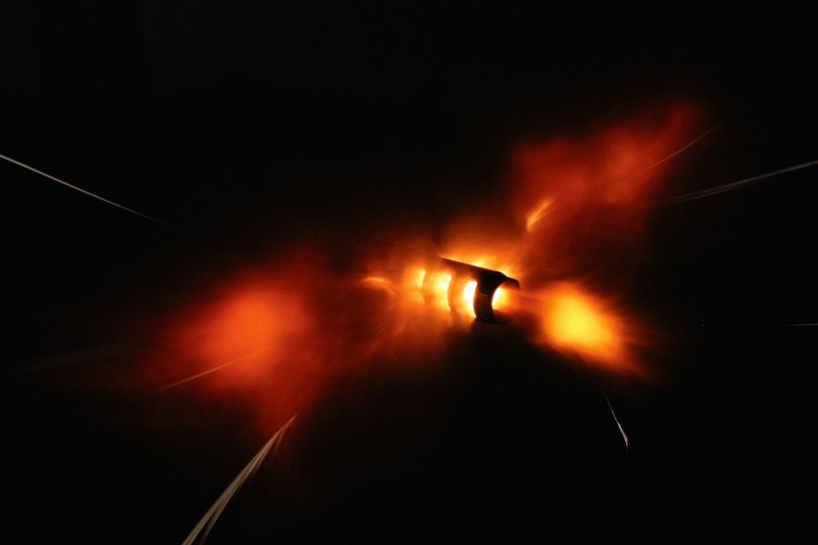 Albert Arms ALR semi-automatic long range rifle in .338 Norma Magnum under test Muzzle flash of the ALR in .338 Norma Magnum.