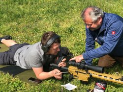 Albert Arms ALR semi-automatic long range rifle in .338 Norma Magnum under test ALR semi-automatic long range rifle on the shooting range