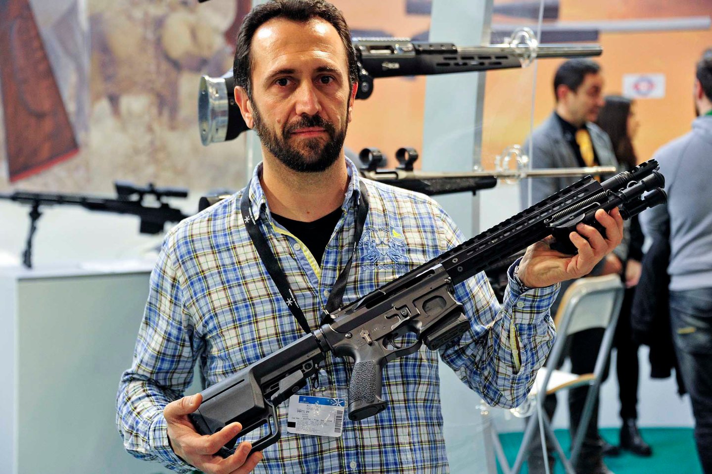 BCM Europearms SPAR straight-pull rifle BCM Europearms S.A.S. showcased the SPAR .223 Remington caliber straight-pull AR-15 type rifle at the 2016 HIT Show