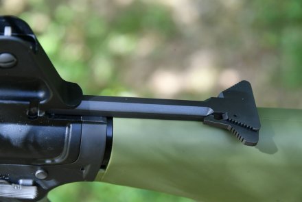 Brownells Retro Rifles, travelling back in time Triangle charging handle on a rifle