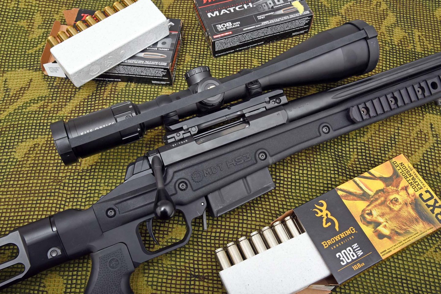 Browning XBolt HS3 Chassis rifle in .308 Winchester Browning X-Bolt HS3 Chassis with optics and ammo.