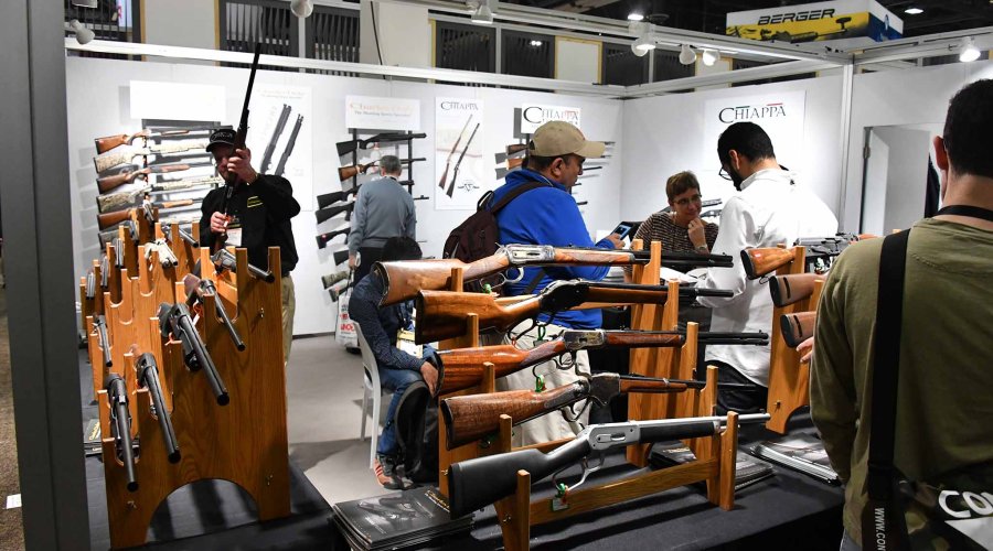 Rifles exhibited at the Chiappa Firearms booth at the SHOT Show 2018