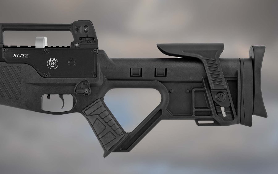 Hatsan Blitz, the full-auto PCP air rifle Tacticool stock of the Hatsan Blitz PCP air rifle