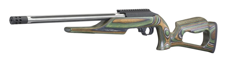 Ruger 10/22 Competition, the evolution of “America's .22 rifle” The skeletonized green mountain laminate stock of the Ruger 10/22 Competition rifle