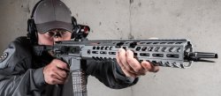 SIG Sauer unveils the MCX Virtus Man in the shooting position with the SIG Sauer MCX Virtus