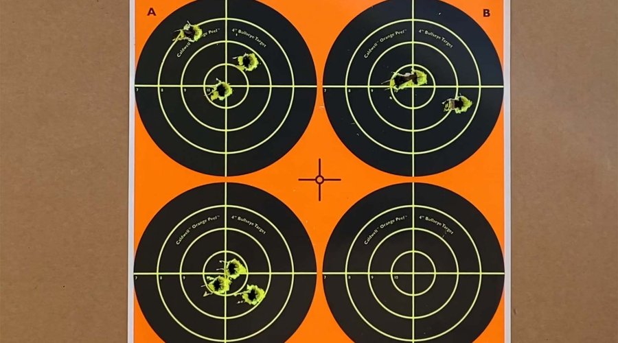 The target groups of the three tested loads at 300m