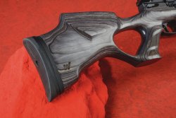 Test: Weihrauch HW 110 T PCP air rifle with thumbhole stock The grey thumbhole stock in the laminate wood version of the Weihrauch HW 110 T PCP air rifle