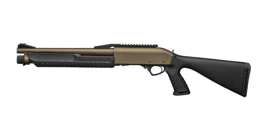 Fabarm Martial Cantilever, accuracy in short barreled shotguns Left side of the Fabarm Martial Cantilever pump action shotgun