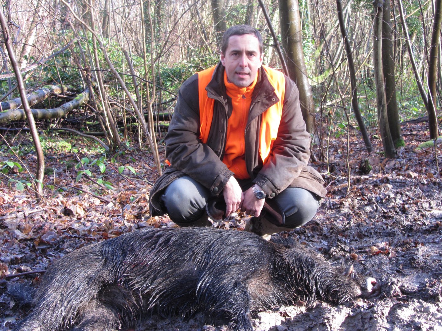 David Gauthier con cinghiale 