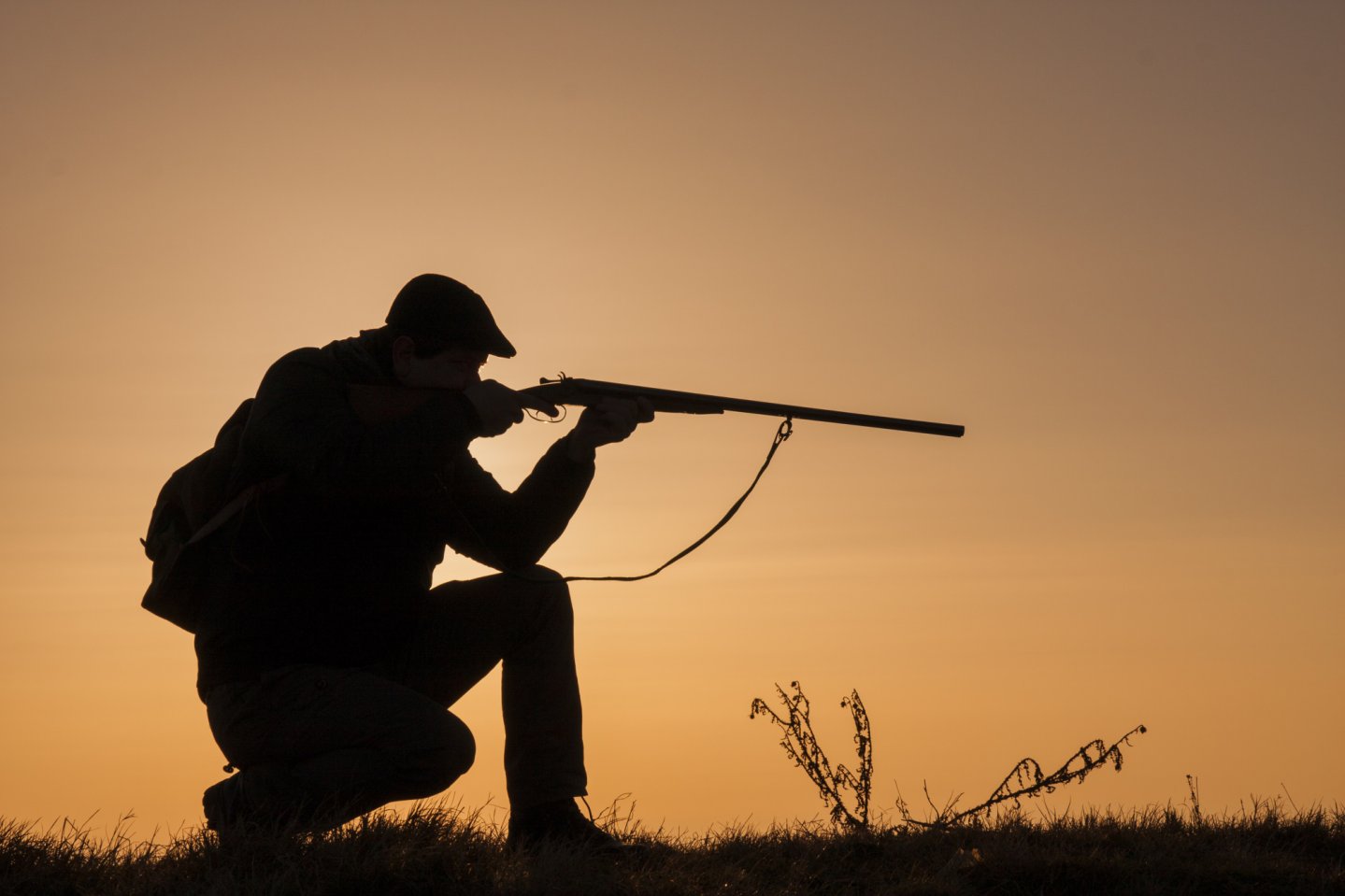 cacciatore in controluce con fucile