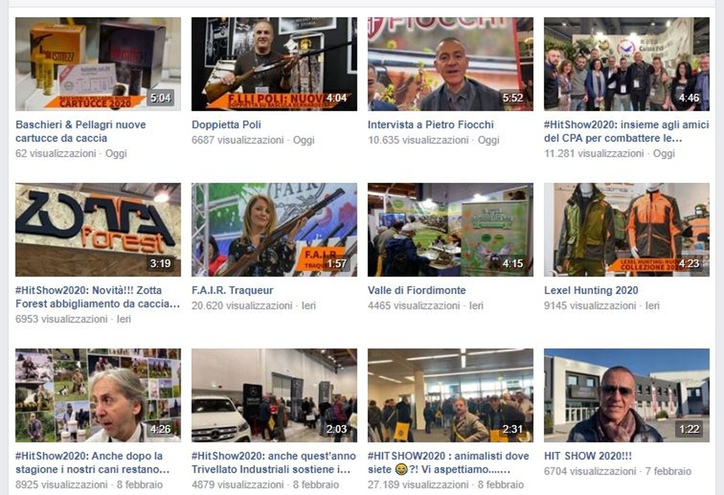 Tutti i nostri video di HIT Show 2020 Screenshot facebook video di HIT Show 2020