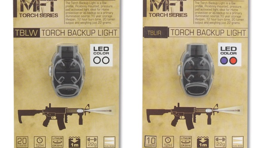 Confezione di vendita della torcia tattica MFT Torch Backup