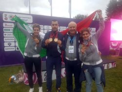 Campionato del Mondo di tiro a volo - Mosca 2017 Albano Pera con i campioni del mondo