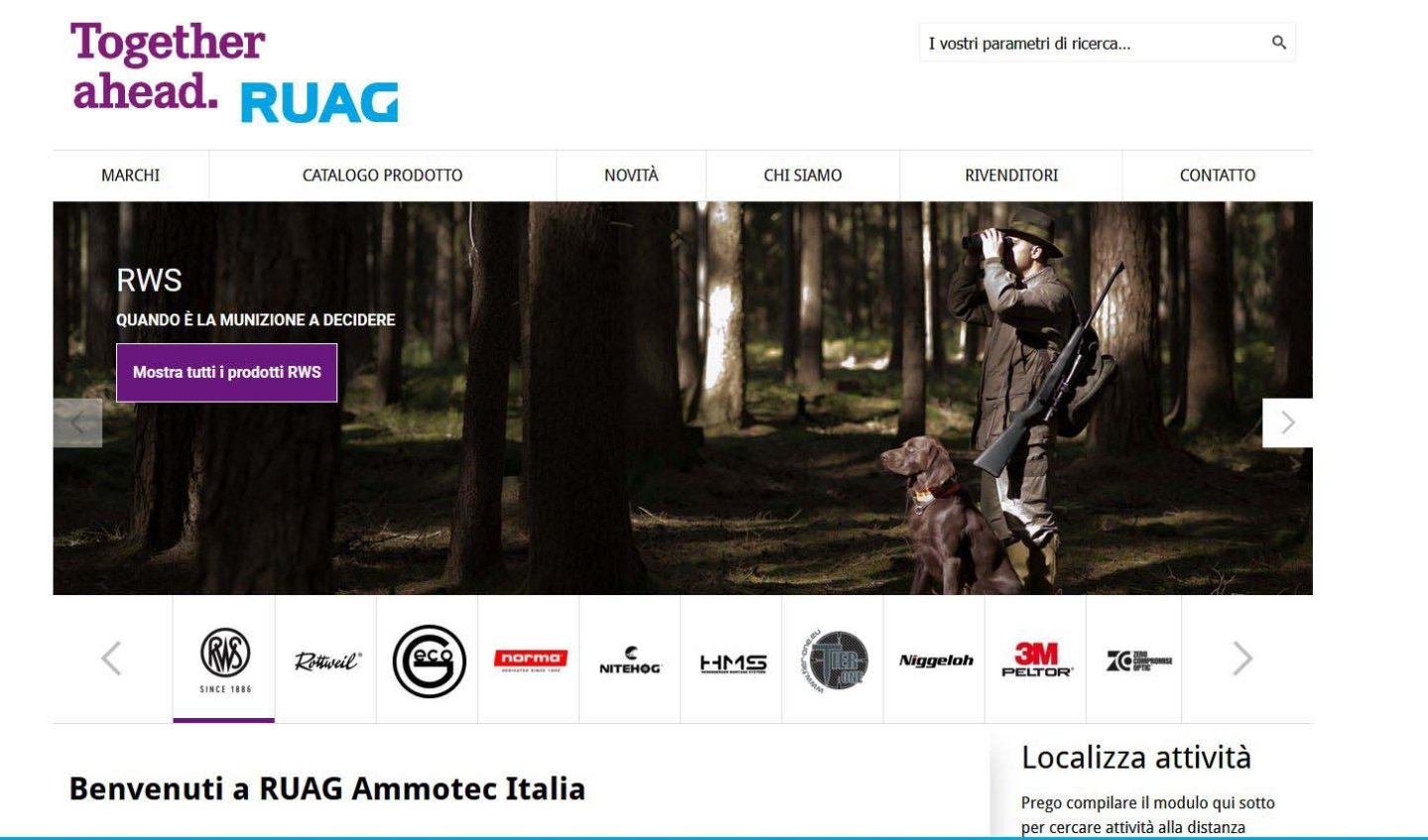È online il nuovo sito di RUAG Ammotec Italia Schermata sito RUAG Ammotec Italia
