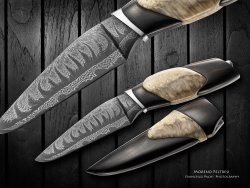 Moreno Feltresi - coltello con tagliente in damasco explosion Moreno Feltresi - coltello con tagliente in damasco explosion