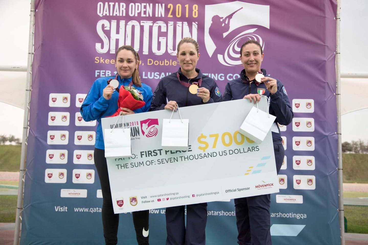 Tiro a volo: concluso il Qatar Open Grand Prix 2018 Podio Skeet femminile