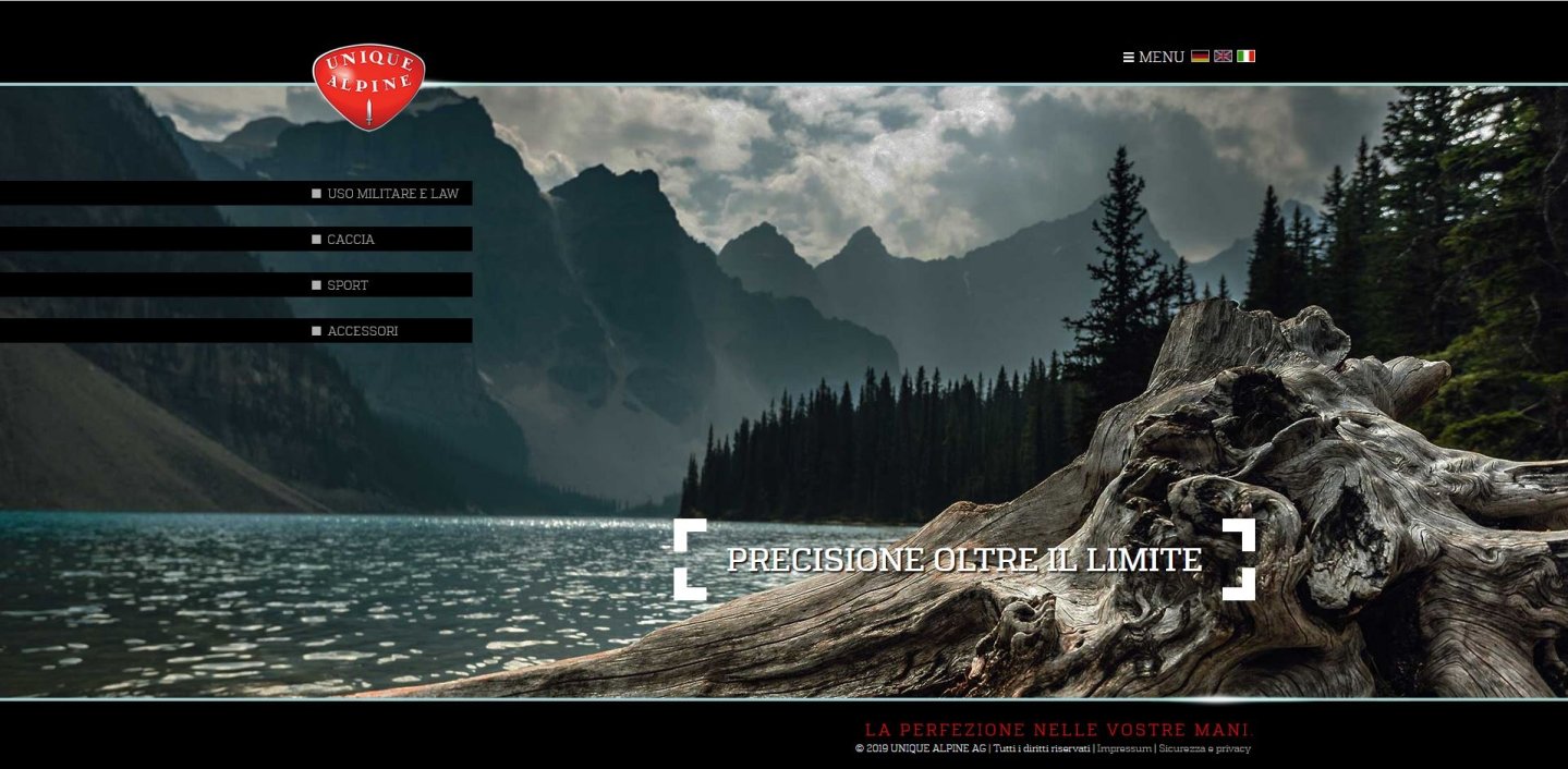 Unique Alpine: da oggi è online il sito in Italiano! Schermata del nuovo sito italiano Unique Alpine