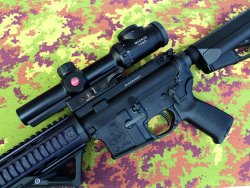 Bushmaster Xm-15 E2S cal. .300 AAC Blackout  Carabina Bushmaster Xm-15 con cannocchiale Leica su attacco a sgancio rapido Contessa