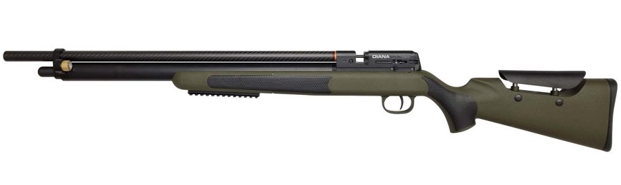 Le nuove carabine Diana XR200 e XR210 ad aria precompressa, disponibili in quattro calibri Vista laterale Diana con calciatura sintetica