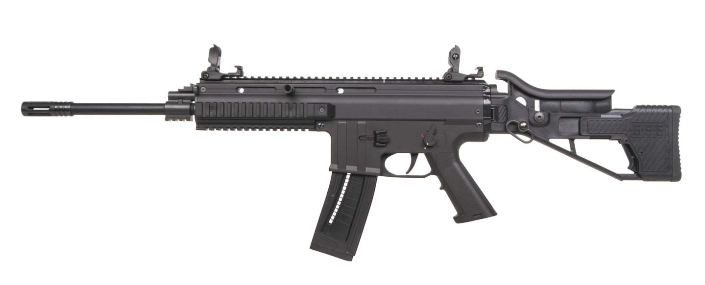 German Sport Guns GSG-15 calibro .22 Long Rifle Vista lato sinistro del fucile German Sport Guns GSG-15