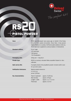 Polvere Reload Swiss RS20 Polvere Reload Swiss RS20