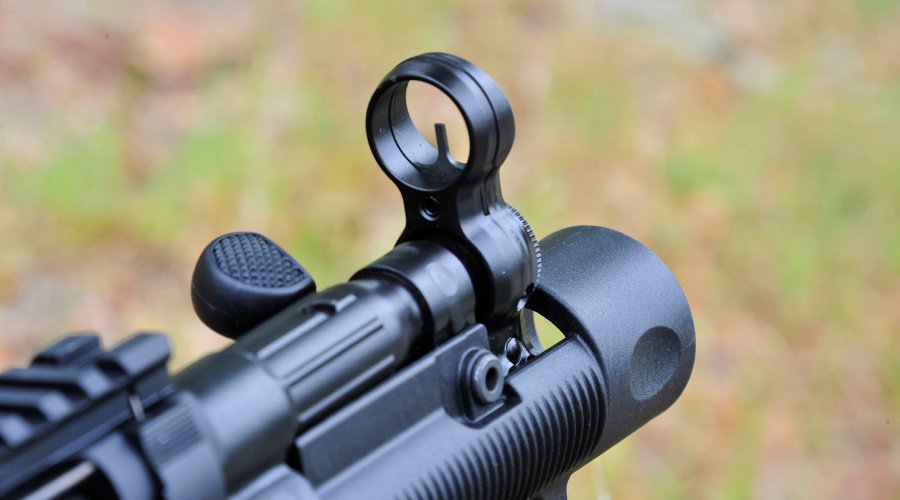 Mirino protetto da anello metallico della pistola semi-automatica Heckler & Koch SP5K