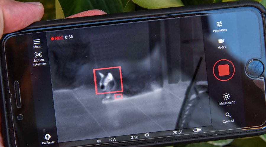 Экран приложения Stream Vision для тепловизионного бинокля Pulsar Accolade XQ38