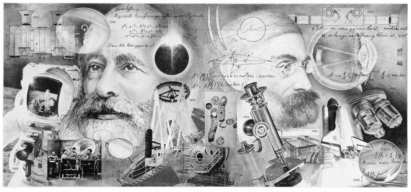 Картина, иллюстрирующая исторические достижения компании Carl Zeiss