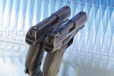 Совершенно новый: Walther Q4 SF - укорочённая версия 9мм пистолета со стальной рамкой Walther Q4 SF: стандартная версия и модель готовая к монтажу оптики с микромиллиметровым LPA целиком.