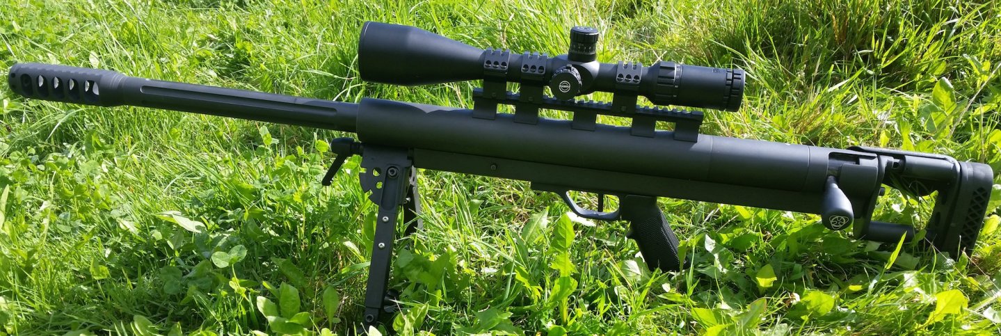 SAI: сверхкомпактная антиснайперская винтовка CSR-50 калибра .50 BMG. Вид слева на траве